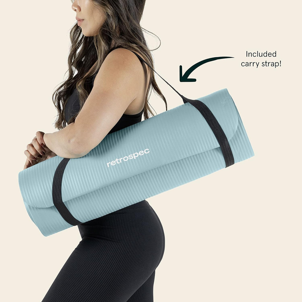 Solana Yoga Mat Thick 1/2In Non-Slip Workout Mat with Nylon Strap - 72X24In Exercise Mat for Pilates, Stretching & Fitness - BPA Free, Easy Clean