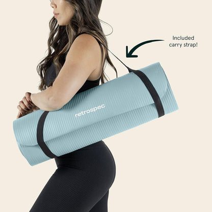 Solana Yoga Mat Thick 1/2In Non-Slip Workout Mat with Nylon Strap - 72X24In Exercise Mat for Pilates, Stretching & Fitness - BPA Free, Easy Clean