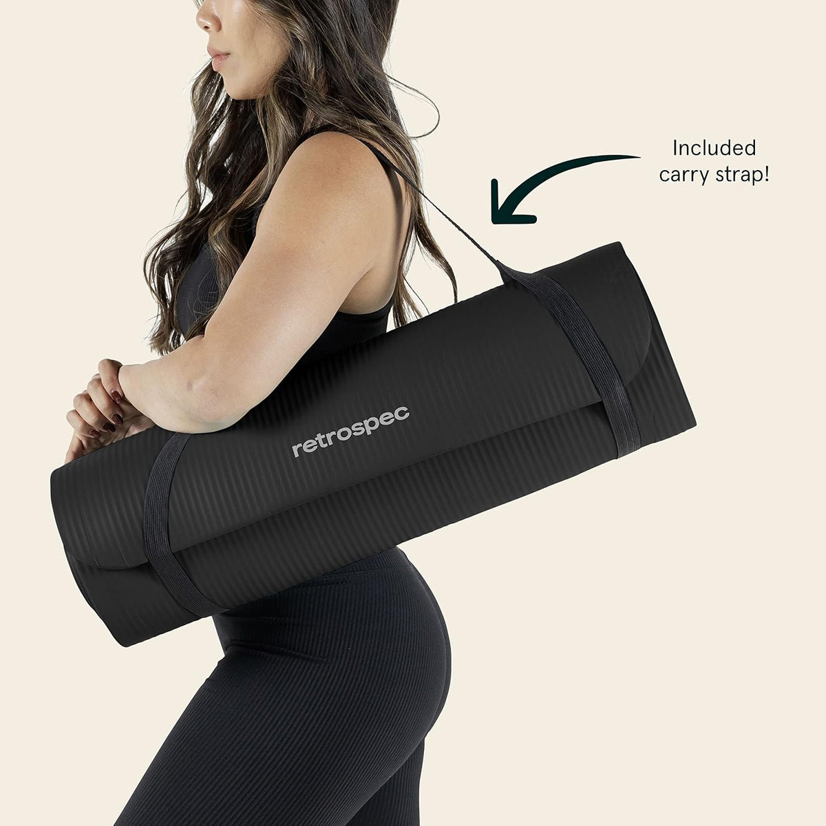 Solana Yoga Mat Thick 1/2In Non-Slip Workout Mat with Nylon Strap - 72X24In Exercise Mat for Pilates, Stretching & Fitness - BPA Free, Easy Clean