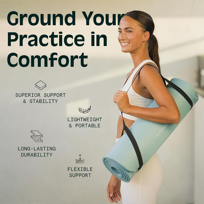 Solana Yoga Mat Thick 1/2In Non-Slip Workout Mat with Nylon Strap - 72X24In Exercise Mat for Pilates, Stretching & Fitness - BPA Free, Easy Clean