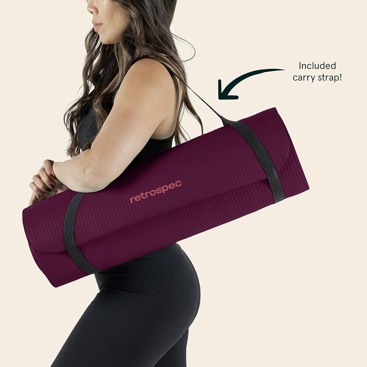 Solana Yoga Mat Thick 1/2In Non-Slip Workout Mat with Nylon Strap - 72X24In Exercise Mat for Pilates, Stretching & Fitness - BPA Free, Easy Clean