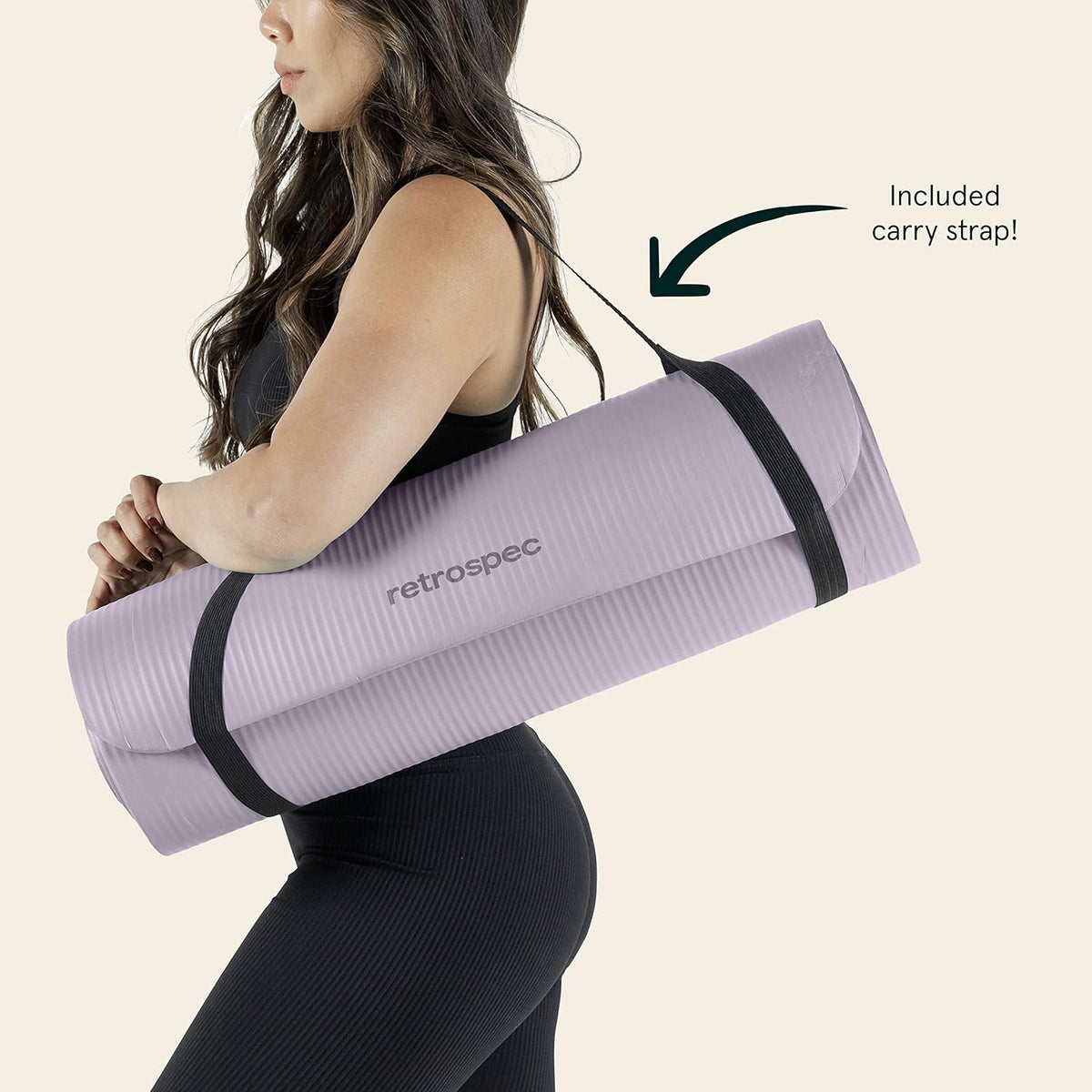 Solana Yoga Mat Thick 1/2In Non-Slip Workout Mat with Nylon Strap - 72X24In Exercise Mat for Pilates, Stretching & Fitness - BPA Free, Easy Clean