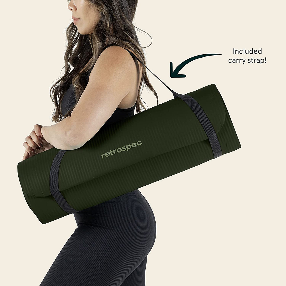 Solana Yoga Mat Thick 1/2In Non-Slip Workout Mat with Nylon Strap - 72X24In Exercise Mat for Pilates, Stretching & Fitness - BPA Free, Easy Clean